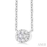 1/10 ctw Lovebright Petite East-West Set Oval Shape Round Cut Diamond Fashion Pendant With Chain in 10K White Gold